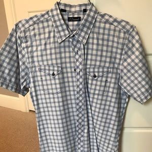7 Diamonds Men’s Blue and White Plaid Shirt